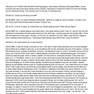 Benjamin McDowell Oral History Interview