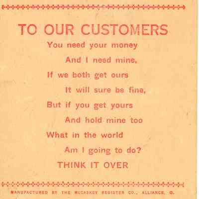 Lila Super Market receipt, back side