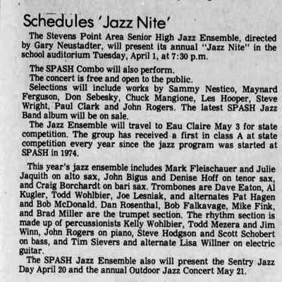 1980, SPASH jazz ensemble