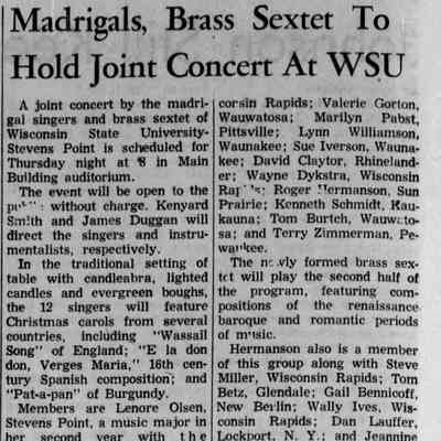 1968, Madrigals, WSU, James Duggan