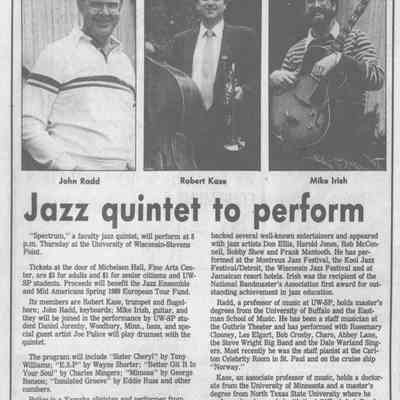1987, UWSP jazz quintet