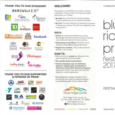 2017 Asheville Blue Ridge Pride Festival (Brochure and Map)