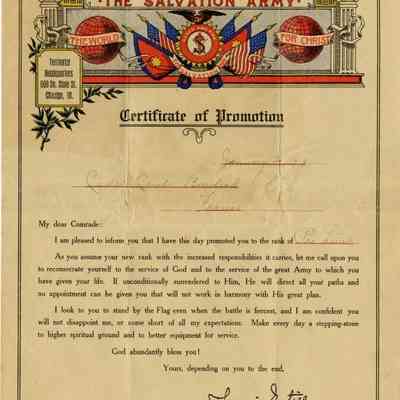 2018.18.46: Copyright: The Salvation Army Central Territory Historical Museum; Origsize: 11" x 8"; Origformat: Artifact