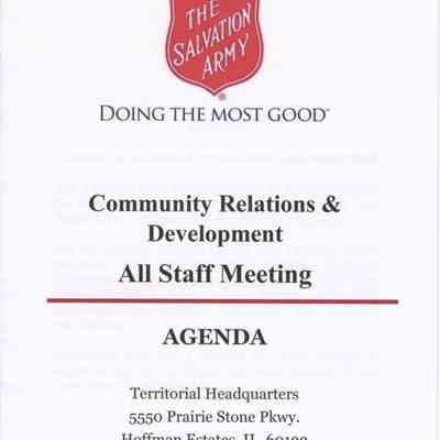 Agenda for the Community Relations & Development All Staff Meeting