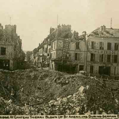 End of Bridge at Chateau Thierry Blown Up By Americans During German Drive