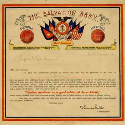 2018.18.28: Copyright: The Salvation Army Central Territory Historical Museum; Origsize: 10 1/2" x 11"; Origformat: Artifact
