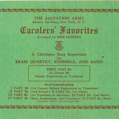 Carolers' Favorites First Part Bb, 1st Corner Bb, Melody Euphonium or Trombone