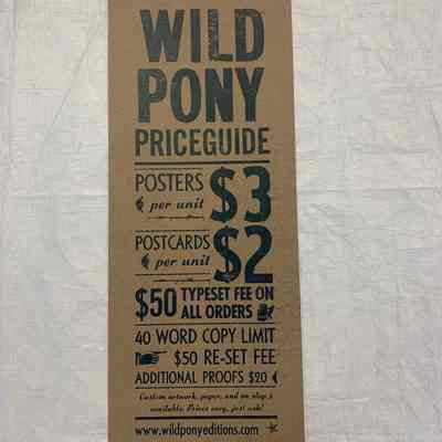 Wild Pony Price Guide (Advertisement Card)