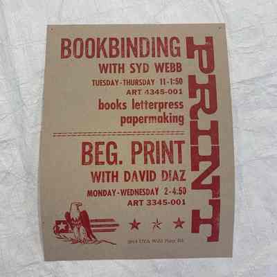 Bookbinding with Syd Webb (Advertisement Card)
