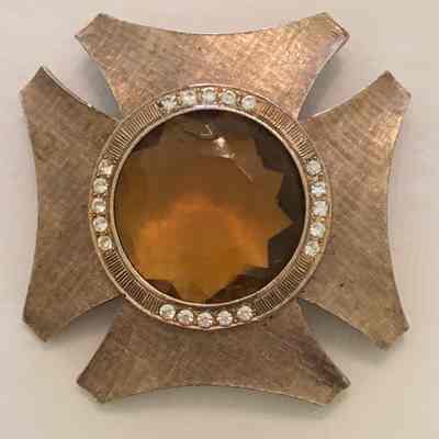 Diamond and Gold Cross Brooch