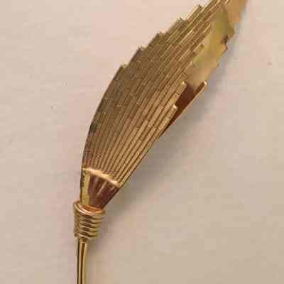Gold Feather Brooch