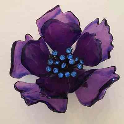 Purple Plastic Flower Brooch