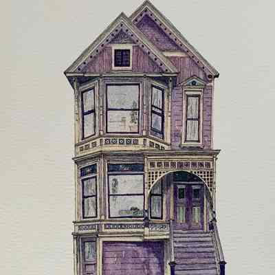 Digital Print of a Watercolor Painting (Purple House)