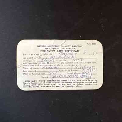 Employee's Time Inspection Card