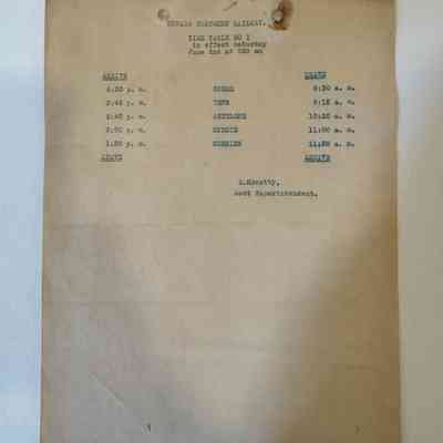 Timetable No. 1