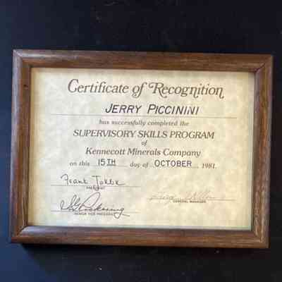 Certificate of Recognition-Piccinini