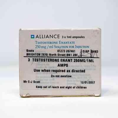 A white packet of Testosterone.