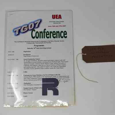 A conference program from UEA titled "TG07 Conference" is shown, with a tag.