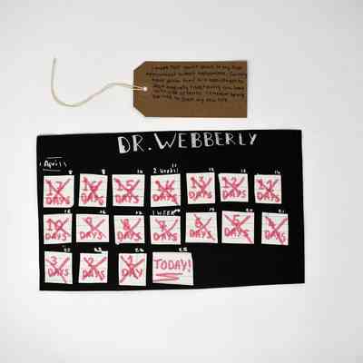 The image shows a countdown calendar to a testosterone appointment marked with red Xs.