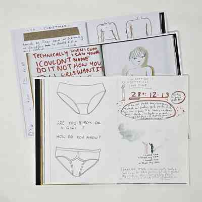 Scans from a personal art foundation journal entitled "Illustrations of Ambiguity".