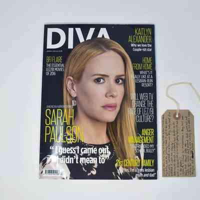 Front cover of "Diva" magazine featuring an image of Sarah Paulson.