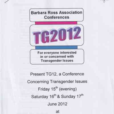 The image promotes TG2012, a conference on transgender issues in June 2012 at the University