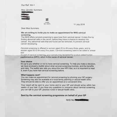 Letters relating to Jennifer Summers; referrals to Gender Identity Clinic, cervical screening invitation, white NHS private & confidential envelope marked "For E-J !!x" Note - white paper, "E. J. some paperwork for you…" Jennifer Summers