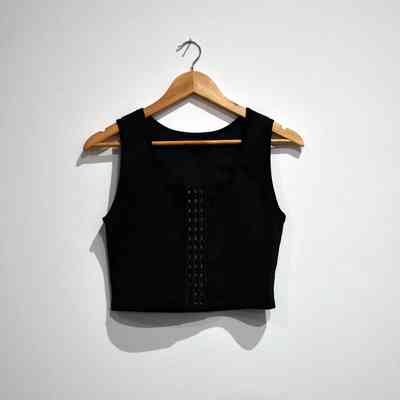 A blank binder hung on a wooden hanger.