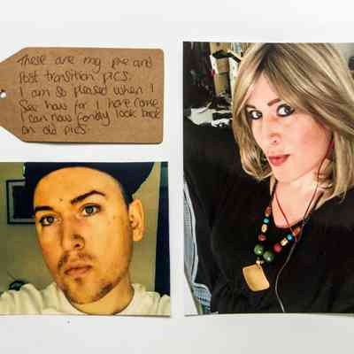 Two photographs, pre and post transition.