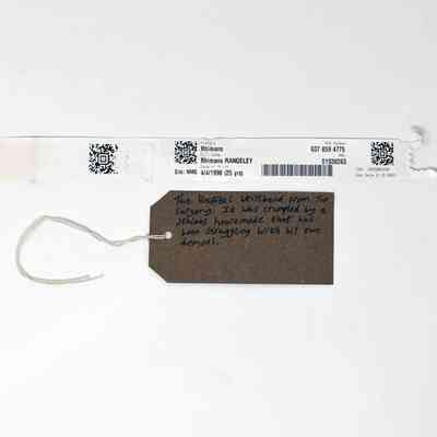 A crumpled hospital wristband and tag describe a surgery and personal struggle.