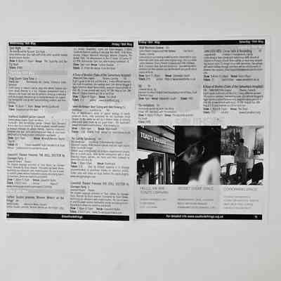 A black and white photocopy of pages of a program of Drag Storytime events.