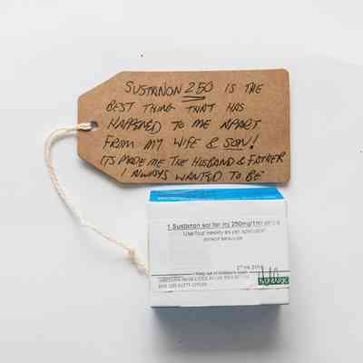Card "Sustanon" prescription box.