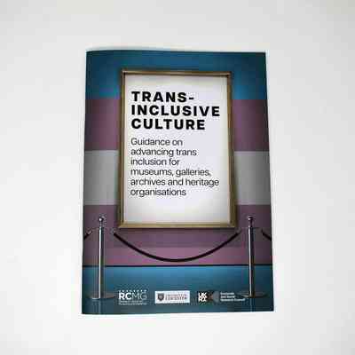 The image shows a booklet titled "Trans-Inclusive Culture" with guidance on trans inclusion.