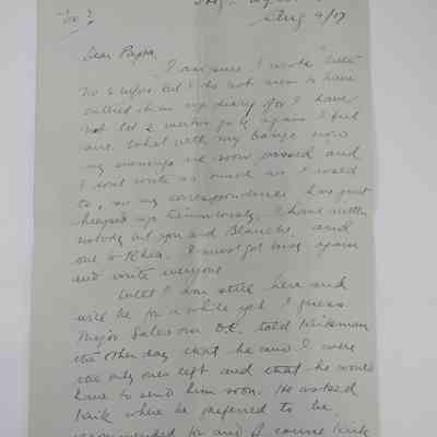 Letter from Harry Anger to his father W.H. Anger - August 9th 1917