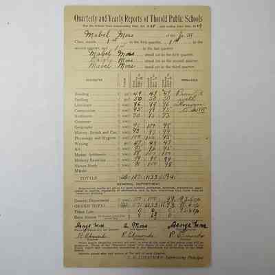Report Cards 1928 to 1939