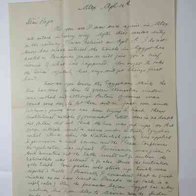 Letter from Harry Dell Anger to his father - 1917 - April