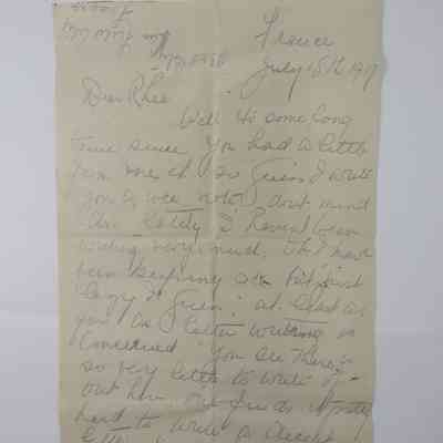 Letter from Harry Dell Anger to Rhea - July 18th 1917