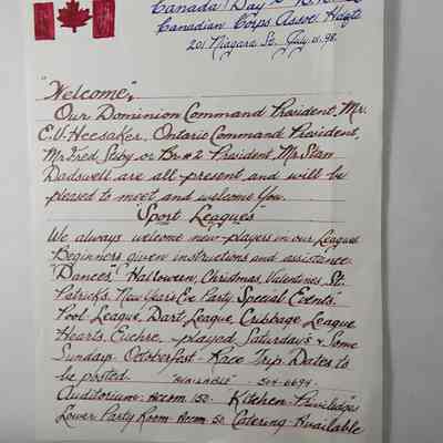 Canada Day BBQ - Canadian Corps letter