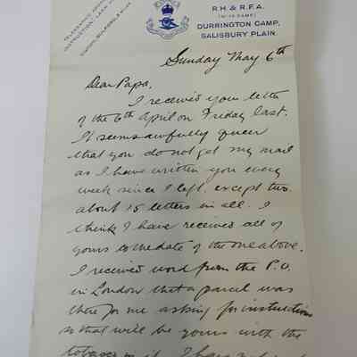Letter from Harry Dell Anger to W.H Anger