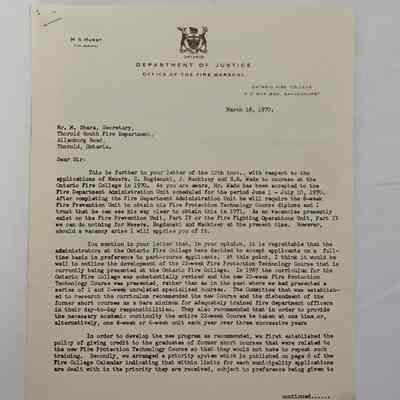 Ontario Department of Justice OFC Letter