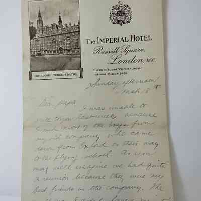 Letter from Harry to his father - 1917