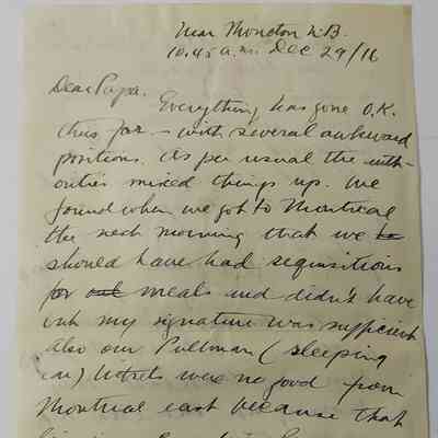 Letter from Harry Anger to William Henry Anger - December 1916