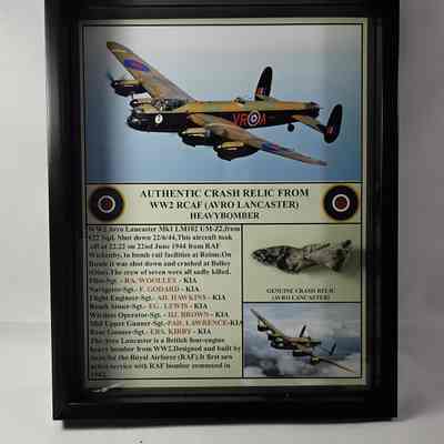 Framed authentic crash relic from WW2 RCAF heavy bomber