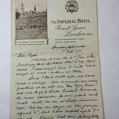 Letter from Harry Anger to his Papa - Feburary 1917