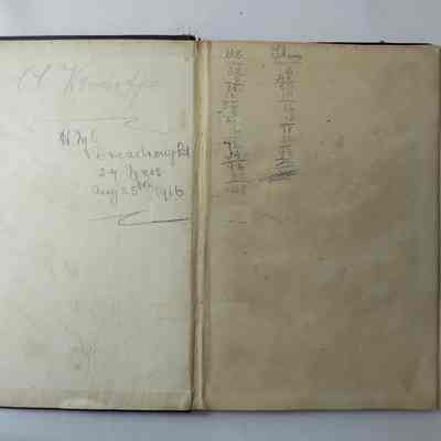 Inside of the front cover: Where the writing is found