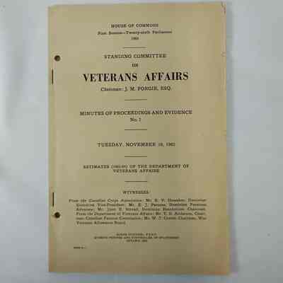 Standing committee on Veterans Affairs meeting minutes - 1963