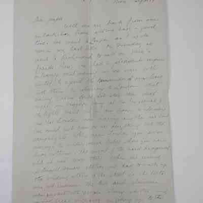 Letter from Harry Anger to his father W.H. Anger - September 10th 1917