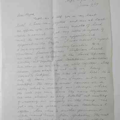 Letter from Harry Dell Anger to his father - June 7th 1917