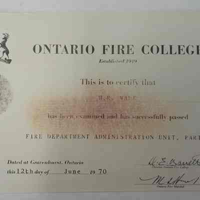 OFC Exam Certificate Printed Copy 1970