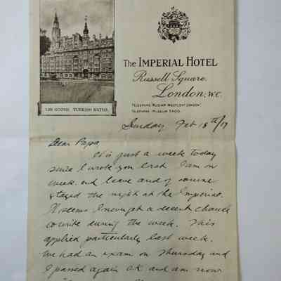 Letter from Harry Anger to his Papa - Feburary 1917